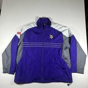 VINTAGE Y2k Vikings Windbreaker Jacket 2XL Men’s NFL Full Zip Purple Minnesota